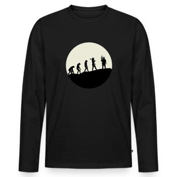 Opérateurs Evolution Moon - T-shirt manches longues Premium bio Homme - noir - Devant - Nico (187cm)