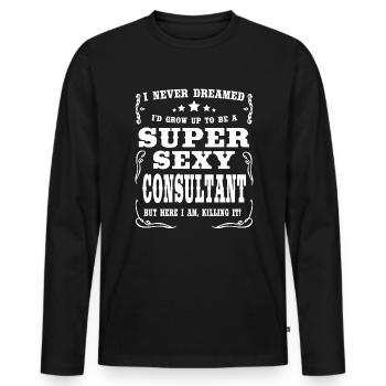 Super Sexy Consultant - Männer Premium Bio Langarmshirt - Schwarz - Vorne - Nico (187cm)