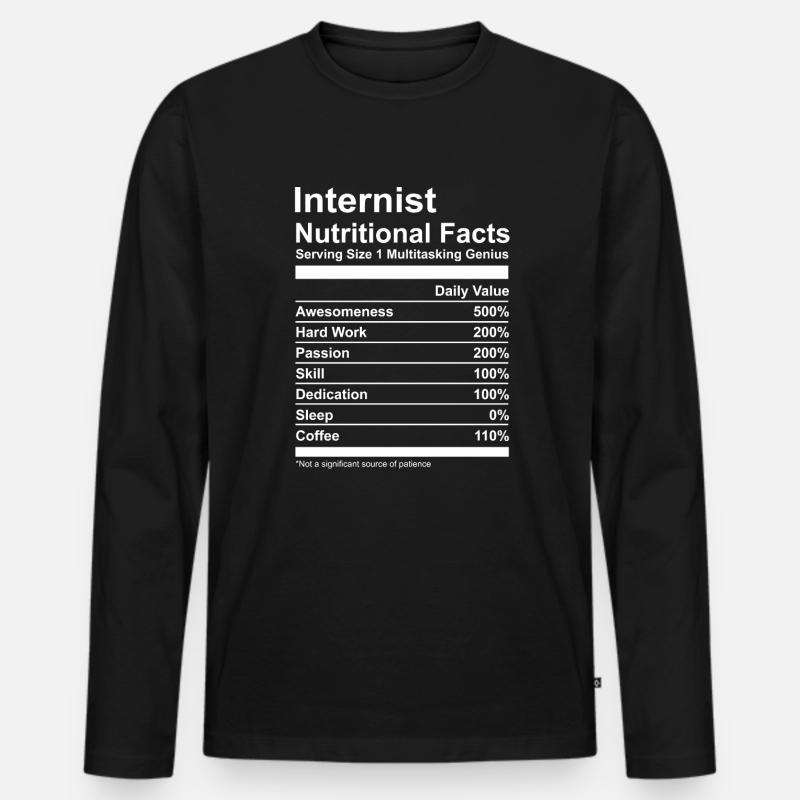 Internist Nutritional Facts Tee - Männer Premium Bio Langarmshirt - Schwarz