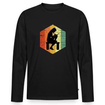 Vintage Writer T Shirt - Männer Premium Bio Langarmshirt - Schwarz - Vorne - Nico (187cm)