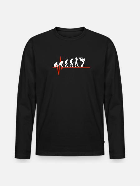 Saxophone Heartbeat - EVOLUTION OF SAXOPHONE - Men's Premium Organic Long Sleeve Shirt - black