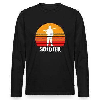 Le soldat - T-shirt manches longues Premium bio Homme - noir - Devant - Nico (187cm)
