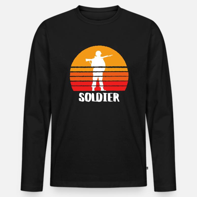 The Soldier - Männer Premium Bio Langarmshirt - Schwarz