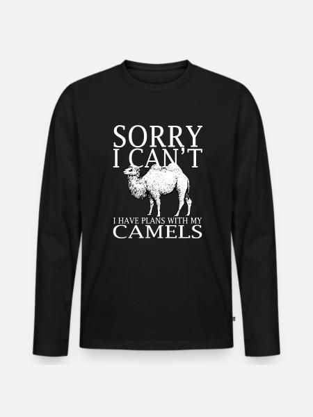 Camels Funny Tee Shirt - Men's Premium Organic Long Sleeve Shirt - black