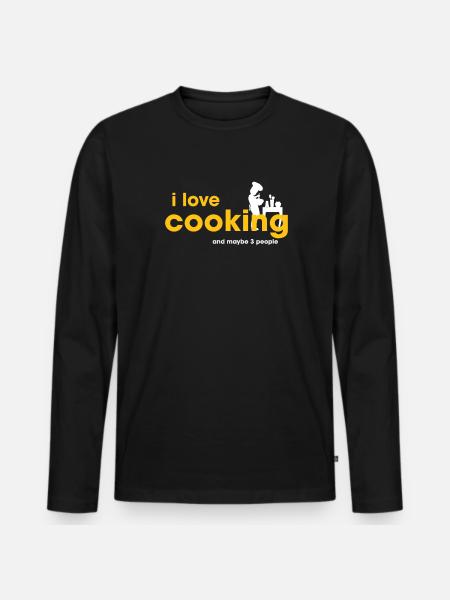 I Love Cooking - Men's Premium Organic Long Sleeve Shirt - black