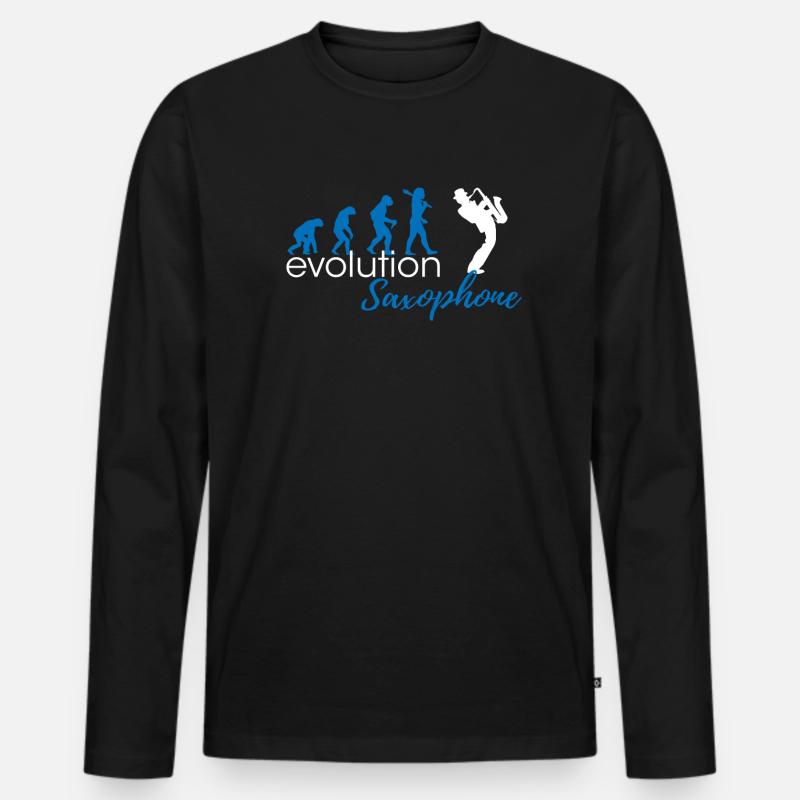 Saxophone Evolution - Men's Premium Organic Long Sleeve Shirt - black