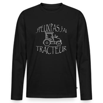 j'peux pas j'ai tracteur - T-shirt manches longues Premium bio Homme - noir - Devant - Nico (187cm)