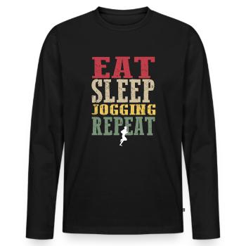 Vintage Jogging Shirt - Männer Premium Bio Langarmshirt - Schwarz - Vorne - Nico (187cm)