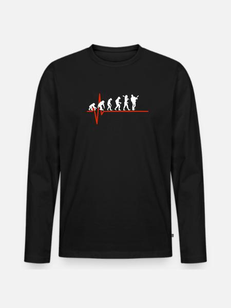 E-Guitar Heartbeat - EVOLUTION DE E-GUITAR - T-shirt manches longues Premium bio Homme - noir