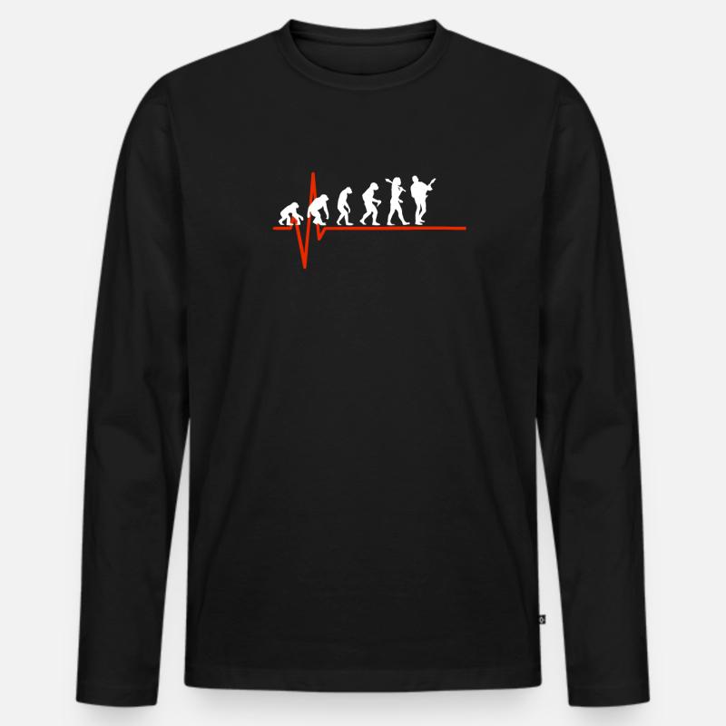 E-Guitar Heartbeat - EVOLUTION OF E-GUITAR - Männer Premium Bio Langarmshirt - Schwarz