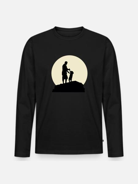 Cool Papa And Moon Design - Men's Premium Organic Long Sleeve Shirt - black