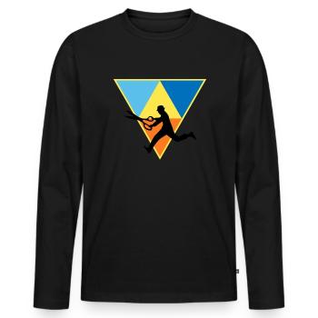 Distressed Editor - Männer Premium Bio Langarmshirt - Schwarz - Vorne - Nico (187cm)