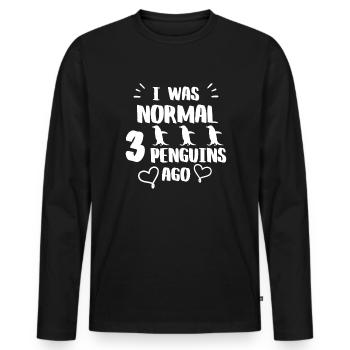 Cool Penguin Tshirt - Men's Premium Organic Long Sleeve Shirt - black - Front - Nico (187cm)
