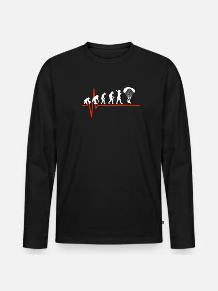 Paragliding Heartbeat - EVOLUTION OF PARAGLIDING - Men's Premium Organic Long Sleeve Shirt - black