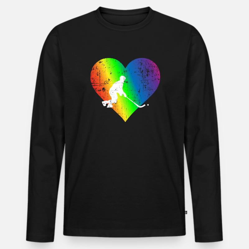 Palakowaty Pride Rainbow Heart - Männer Premium Bio Langarmshirt - Schwarz