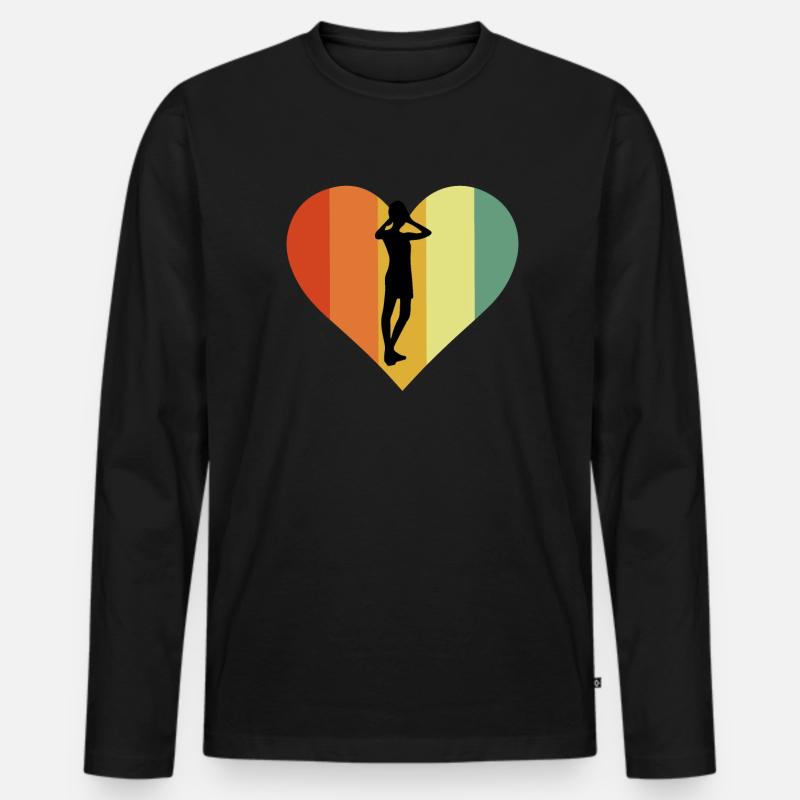 Retro Sauna Heart Design - Männer Premium Bio Langarmshirt - Schwarz
