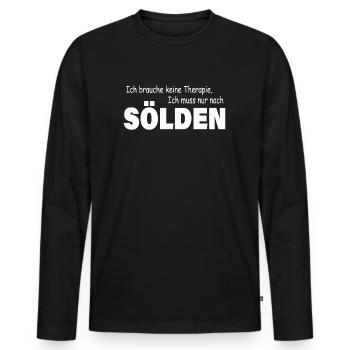 Therapie SÖLDEN - Männer Premium Bio Langarmshirt - Schwarz - Vorne - Nico (187cm)