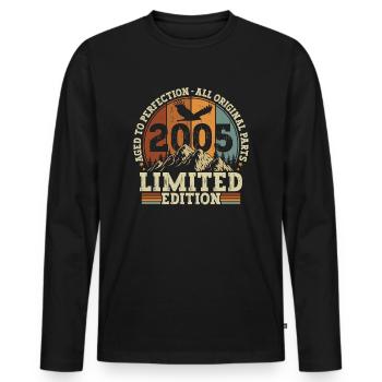 Vintage 2005 Vintage Cadeau D’anniversaire Rétro - T-shirt manches longues Premium bio Homme - noir - Devant - Nico (187cm)