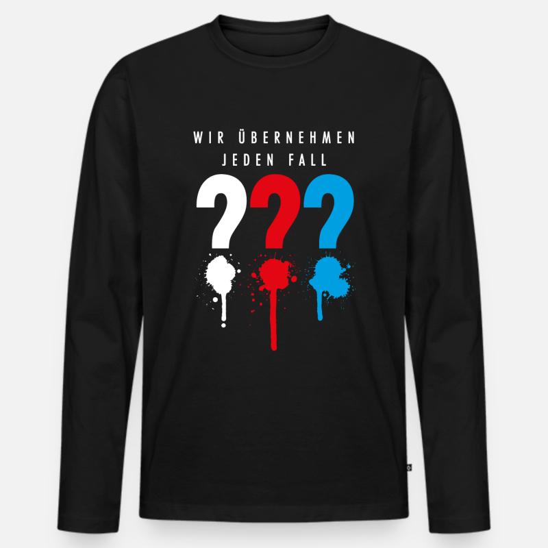 Die Drei ??? Wir übernehmen jeden Fall - Männer Premium Bio Langarmshirt - Schwarz