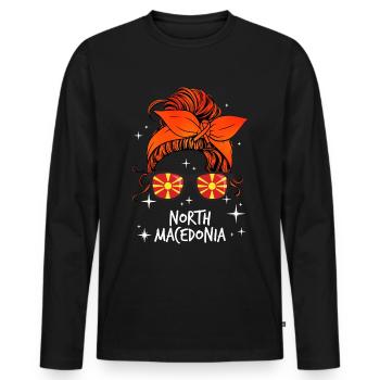 North Macedonia - Men's Premium Organic Long Sleeve Shirt - black - Front - Nico (187cm)