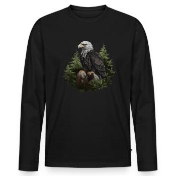 Forêt animale d’aigle à tête blanche - T-shirt manches longues Premium bio Homme - noir - Devant - Nico (187cm)