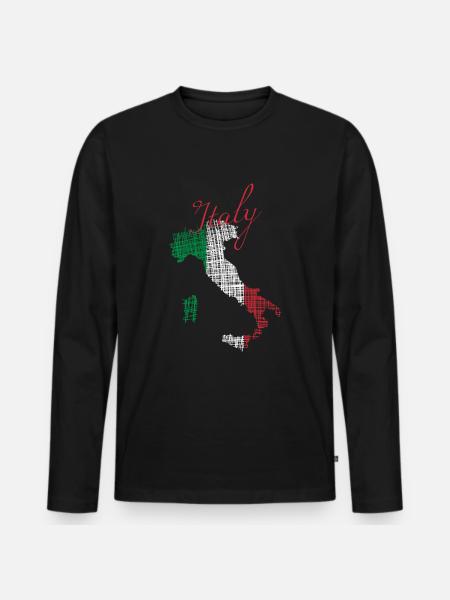 Italien - Männer Premium Bio Langarmshirt - Schwarz