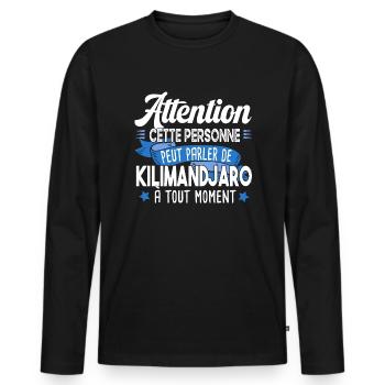 Kilimandjaro 2022 Montagne Tanzanie Afrique - T-shirt manches longues Premium bio Homme - noir - Devant - Nico (187cm)