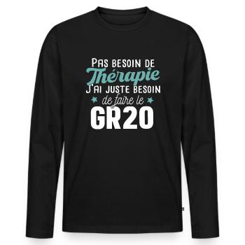 GR20 Corse Randonnée Sport Marathon Cadeau T-shirt - T-shirt manches longues Premium bio Homme - noir - Devant - Nico (187cm)