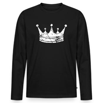 Krone - Männer Premium Bio Langarmshirt - Schwarz - Vorne - Nico (187cm)