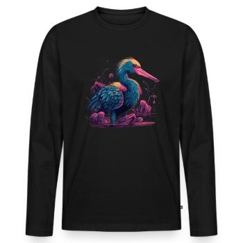 Pélican Oiseau aquatique - T-shirt manches longues Premium bio Homme - noir - Devant - Nico (187cm)