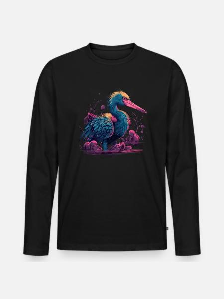 Pelican Bird Waterfowl - Men's Premium Organic Long Sleeve Shirt - black