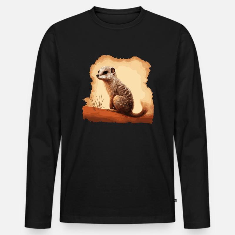 Baby Mungo Mangusten - Männer Premium Bio Langarmshirt - Schwarz