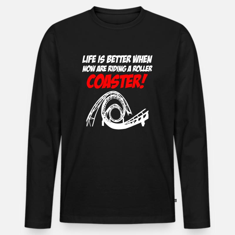 Riding Roller Coaster - Männer Premium Bio Langarmshirt - Schwarz