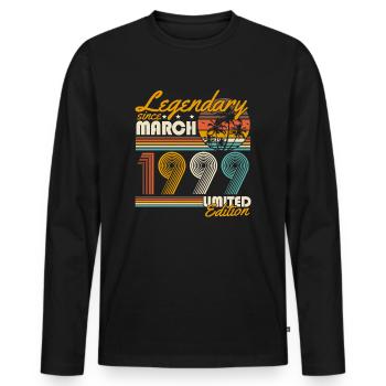 Légendaire depuis mars 1999 Vintage Birthday - T-shirt manches longues Premium bio Homme - noir - Devant - Nico (187cm)