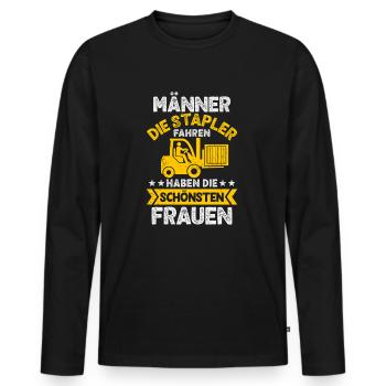 Gabelstapler Staplerfahrer Männer Lagerist - Männer Premium Bio Langarmshirt - Schwarz - Vorne - Nico (187cm)