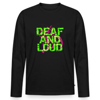 Taub und laut - Männer Premium Bio Langarmshirt - Schwarz - Vorne - Nico (187cm)