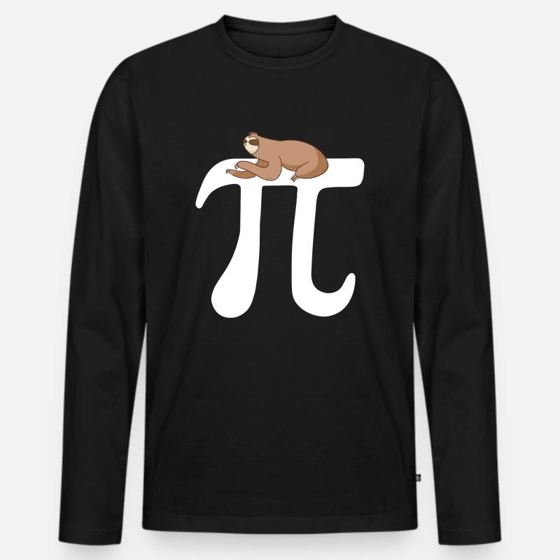 Math Sloth Pi - Männer Premium Bio Langarmshirt - Schwarz