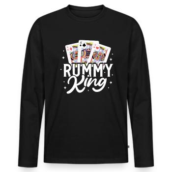Rummy king - Männer Premium Bio Langarmshirt - Schwarz - Vorne - Nico (187cm)
