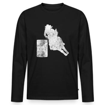 Cheval de course de barils de rodéo - T-shirt manches longues Premium bio Homme - noir - Devant - Nico (187cm)