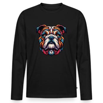 English Bulldog Art - Men's Premium Organic Long Sleeve Shirt - black - Front - Nico (187cm)