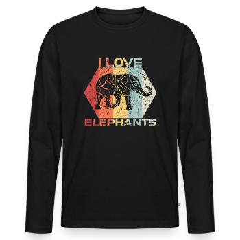 Elefant - Männer Premium Bio Langarmshirt - Schwarz - Vorne - Nico (187cm)