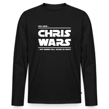 CHRIS WARS AUF KEINEN FALL SICHER NICHT - Männer Premium Bio Langarmshirt - Schwarz - Vorne - Nico (187cm)