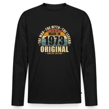 1973 Vintage né homme mythe légende - T-shirt manches longues Premium bio Homme - noir - Devant - Nico (187cm)