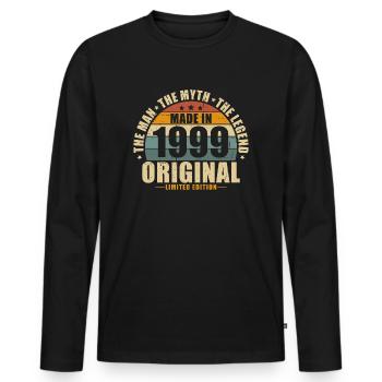 1999 Vintage né homme mythe, légende - T-shirt manches longues Premium bio Homme - noir - Devant - Nico (187cm)