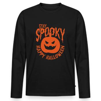Stay Spooky Halloween Pumpkin - Men's Premium Organic Long Sleeve Shirt - black - Front - Nico (187cm)