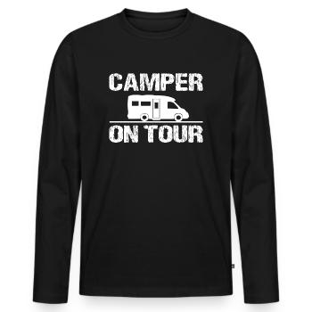 Camping - Männer Premium Bio Langarmshirt - Schwarz - Vorne - Nico (187cm)