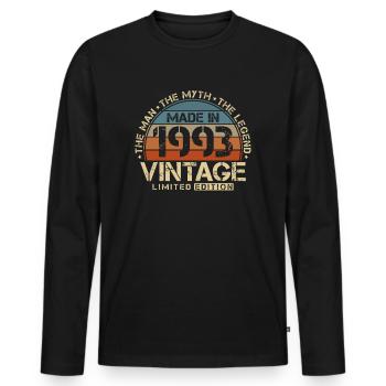 1993 Vintage né homme mythe légende - T-shirt manches longues Premium bio Homme - noir - Devant - Nico (187cm)