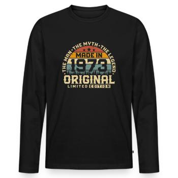 1973 Vintage né homme mythe légende - T-shirt manches longues Premium bio Homme - noir - Devant - Nico (187cm)