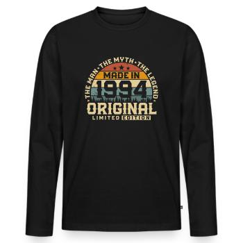 1994 Vintage né homme mythe légende - T-shirt manches longues Premium bio Homme - noir - Devant - Nico (187cm)
