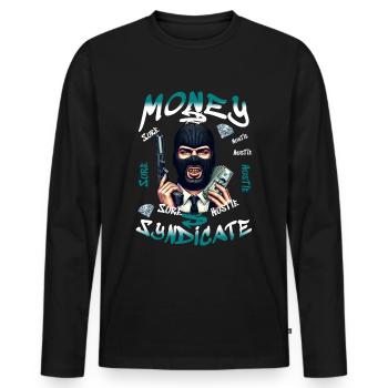 Money Syndicate - Men's Premium Organic Long Sleeve Shirt - black - Front - Nico (187cm)